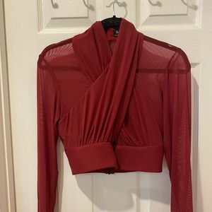 Bardot Red Long Sleeve Top
